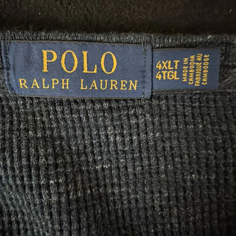 Polo Ralph Lauren Mens 4XLT HEATHERED NAVY Waffle Knit Thermal Long Sleeve Shirt